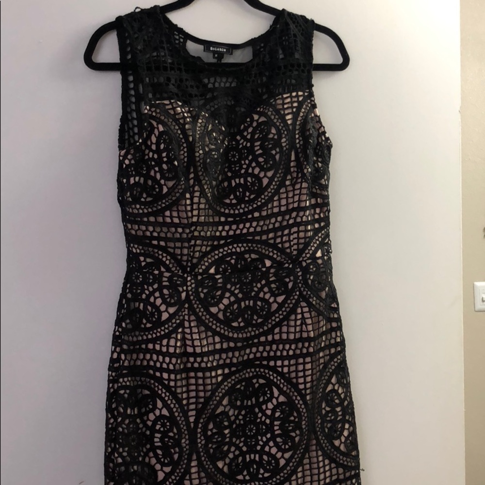 Black and nude lace cocktail dress never worn